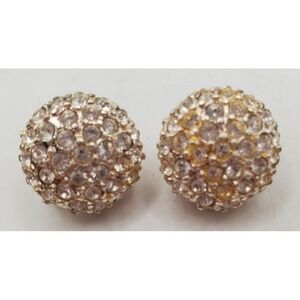 NAPIER Clip On Earrings Silver Tone‎ Rhinstones Cluster Round